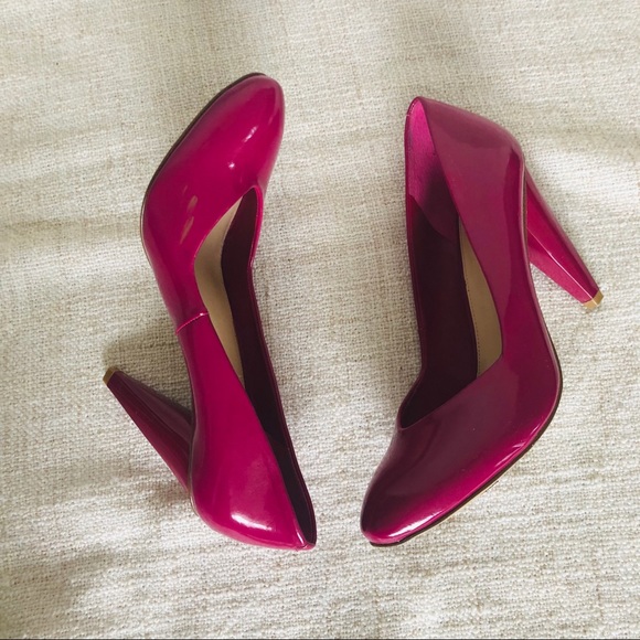 Nine West Shoes - Nine West Glossy Fuchsia Patent Mid-Heel Pumps